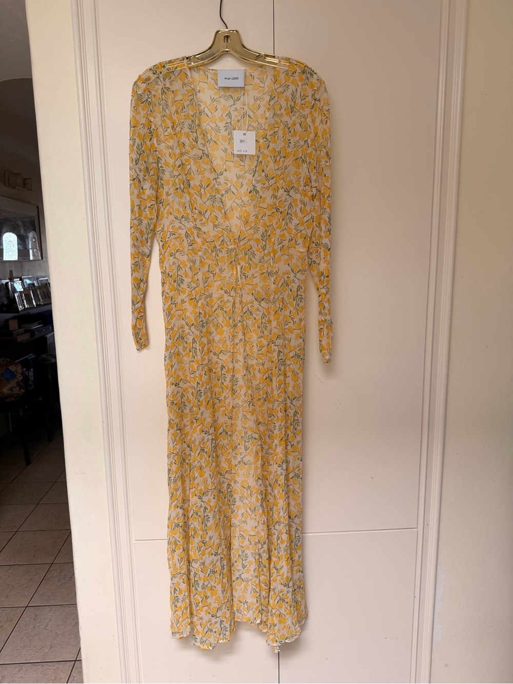 We are LEONE Yellow Floral Swim Coverup Maxi with Long Sleeves